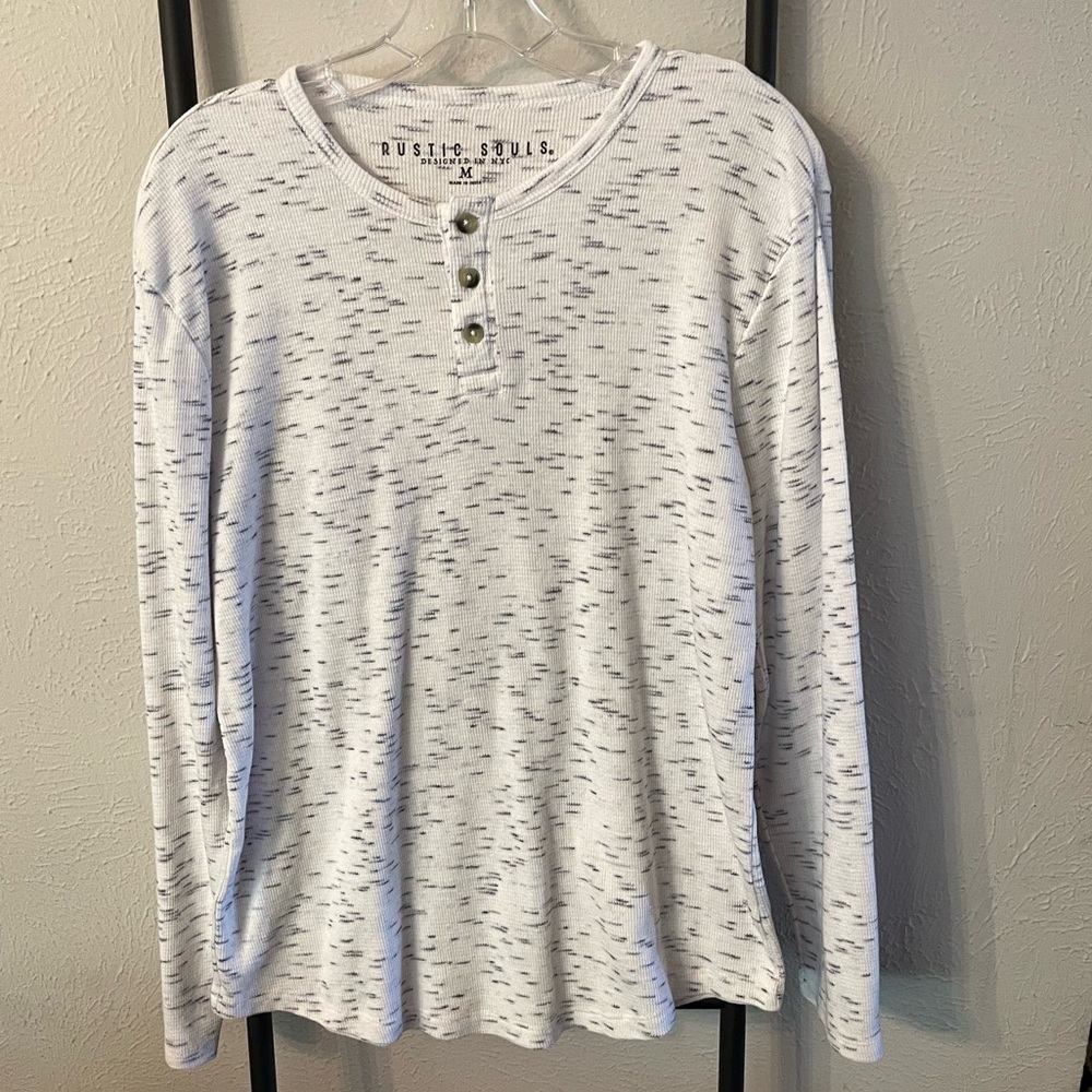 Men’s Rustic Souls Waffle Knit Henley Shirt Size Medium